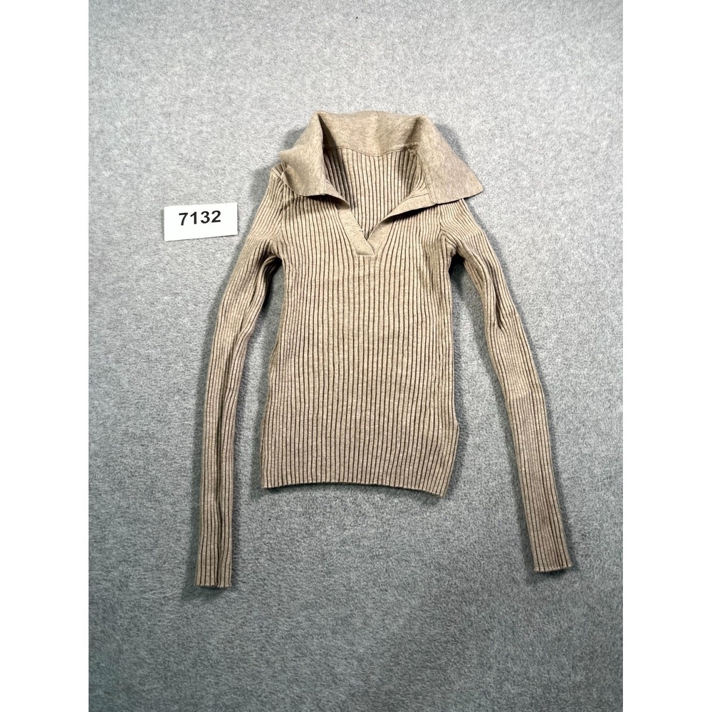 Dazy Sweater Womens Medium Tan Tight Knit‎ Viscose Ribbed Long Sleeve Winter